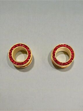 Pierced Nation 00 Gauge 10 MM Gold & Red Screw Fit Tunnel Ear Plugs